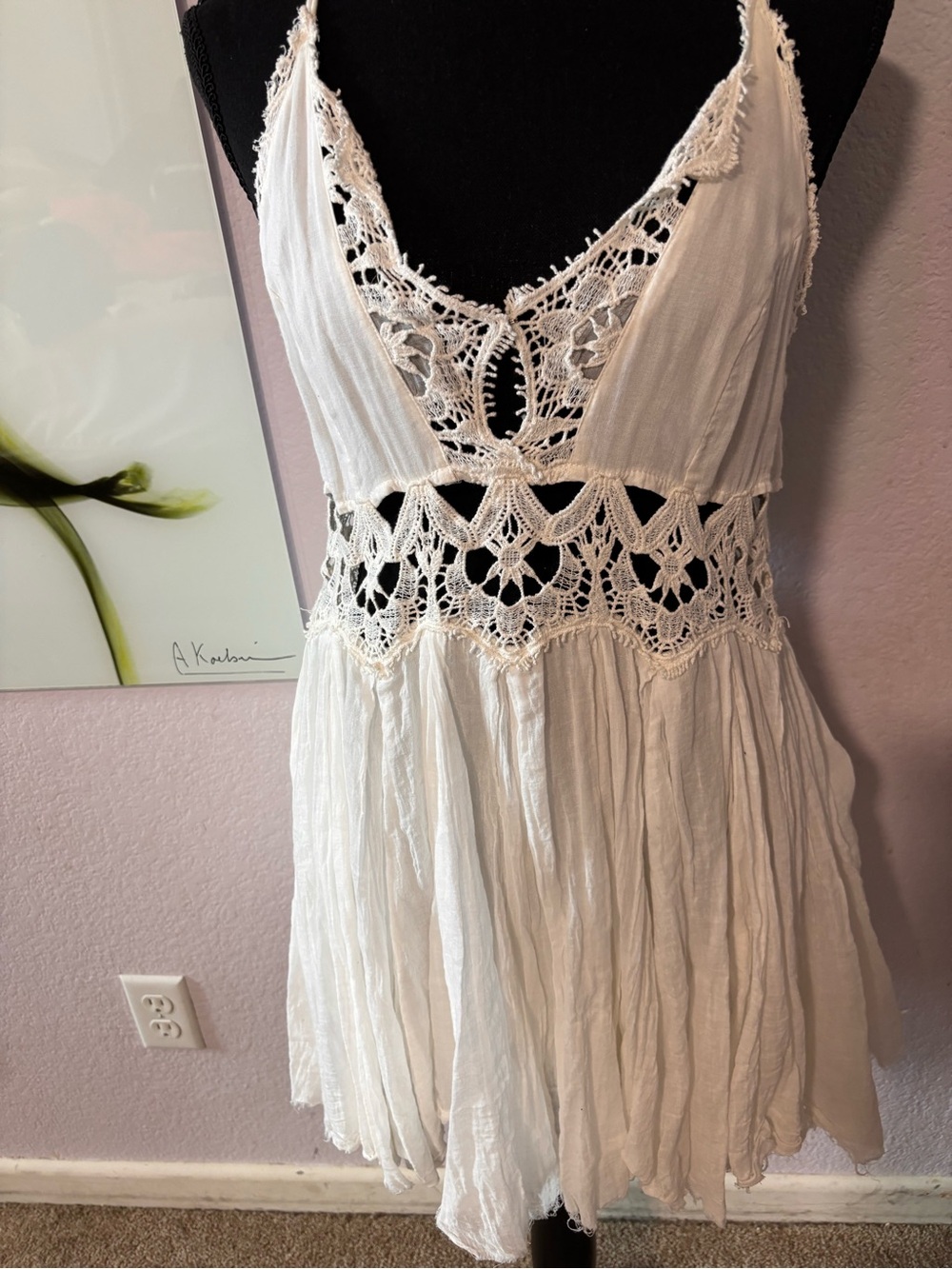 Free People one white boho dress size small - Picture 3 of 7